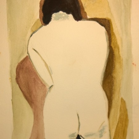 After Man Ray, White Back, watercolor by William Eaton, 3 July 2018
